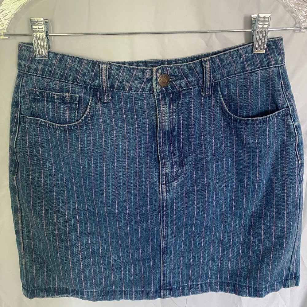 Stripped Jean Skirt